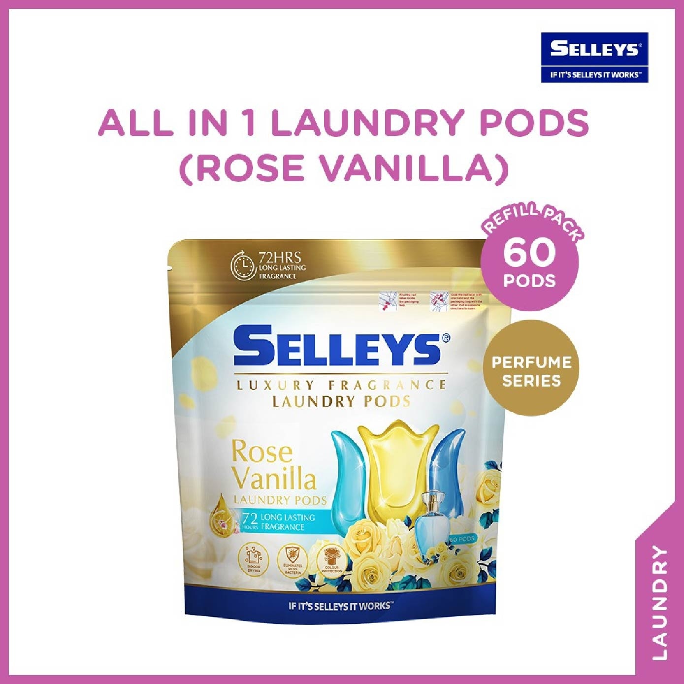 All In 1 Laundry Pods Rose Vanilla 60s