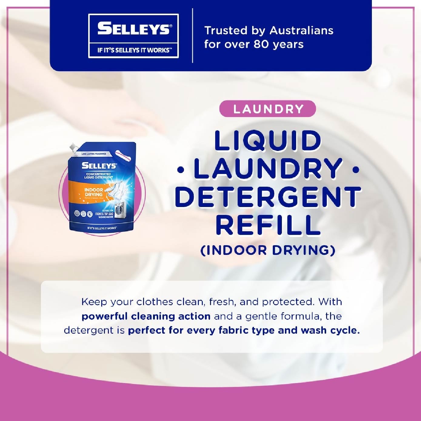 Liquid Laundry Detergent Indoor Drying Refill Pack 2.4kg