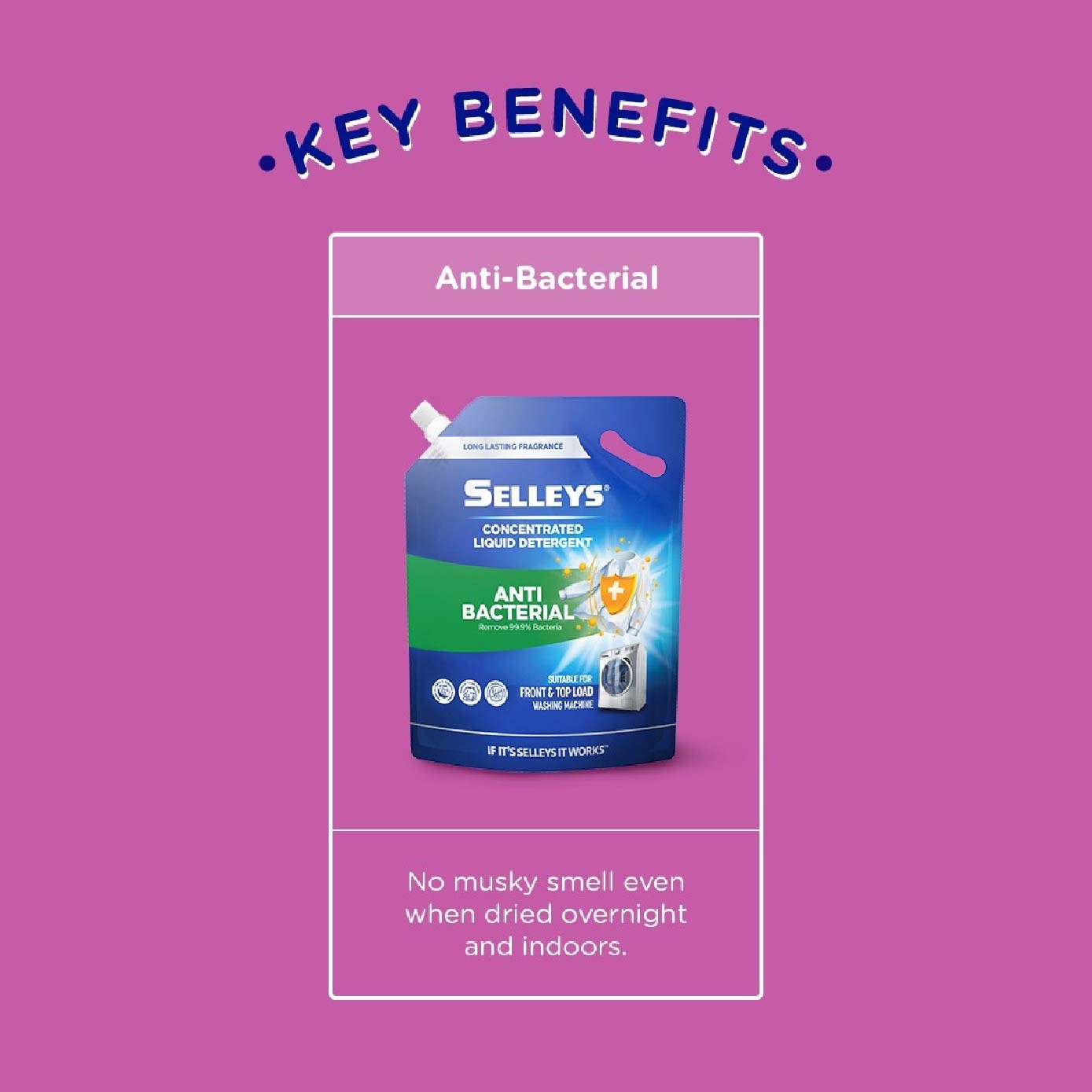Liquid Laundry Detergent Anti-Bacterial Refill Pack 2.4kg