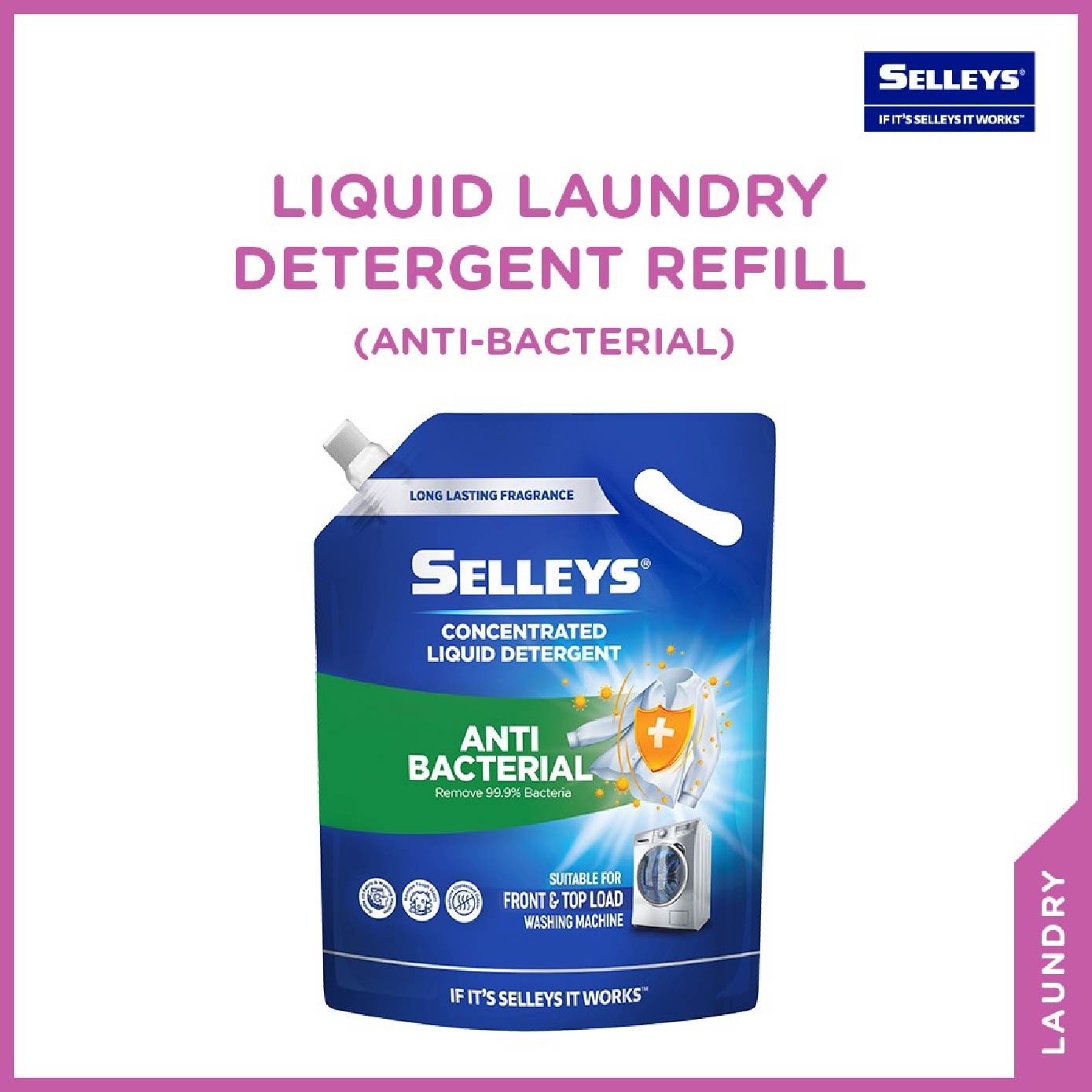 Liquid Laundry Detergent Anti-Bacterial Refill Pack 2.4kg