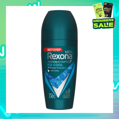 REXONA Men Motion Activated Ice Cool Antiperspirant Deodorant Roll On (Anti Stain & A Cooling Mint Scent) 45ml