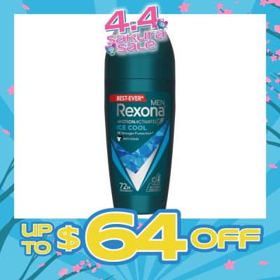 REXONA - Men Motion Activated Ice Cool Antiperspirant Deodorant Roll On (Anti Stain & A Cooling Mint Scent) 45ml