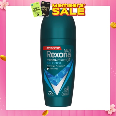 REXONA Men Motion Activated Ice Cool Antiperspirant Deodorant Roll On (Anti Stain & A Cooling Mint Scent) 45ml
