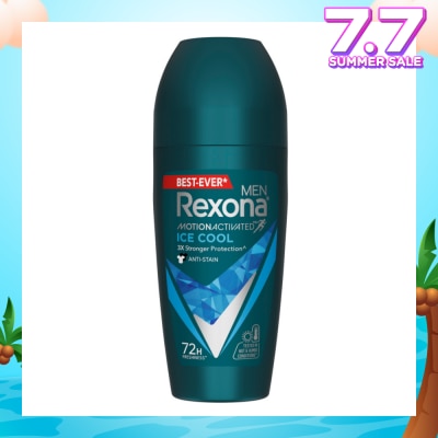 REXONA Men Motion Activated Ice Cool Antiperspirant Deodorant Roll On (Anti Stain & A Cooling Mint Scent) 45ml