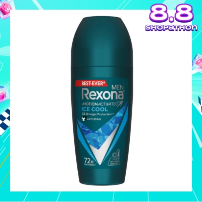 REXONA Men Motion Activated Ice Cool Antiperspirant Deodorant Roll On (Anti Stain & A Cooling Mint Scent) 45ml