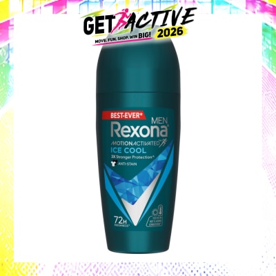 REXONA - Men Motion Activated Ice Cool Antiperspirant Deodorant Roll On (Anti Stain & A Cooling Mint Scent) 45ml image