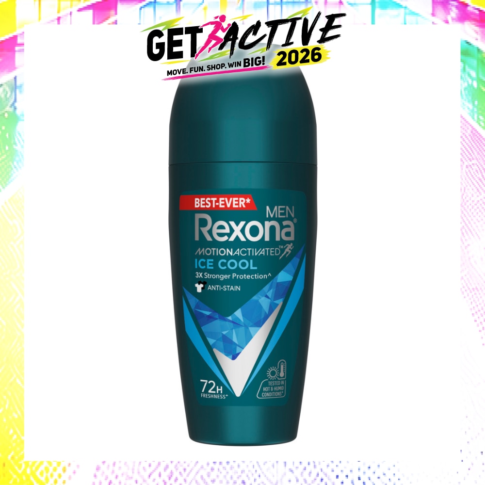 Men Motion Activated Ice Cool Antiperspirant Deodorant Roll On (Anti Stain & A Cooling Mint Scent) 45ml image