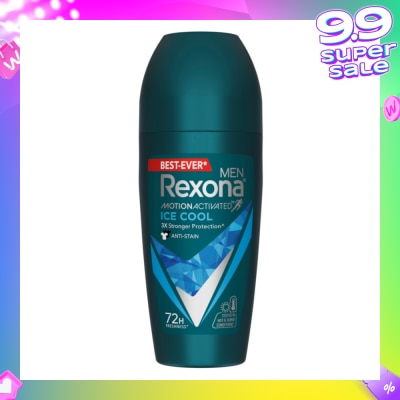 REXONA Men Motion Activated Ice Cool Antiperspirant Deodorant Roll On (Anti Stain & A Cooling Mint Scent) 45ml