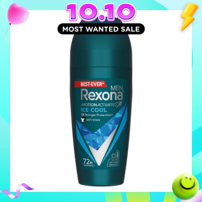REXONA Men Motion Activated Ice Cool Antiperspirant Deodorant Roll On (Anti Stain & A Cooling Mint Scent) 45ml image