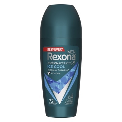 REXONA Men Motion Activated Ice Cool Antiperspirant Deodorant Roll On (Anti Stain & A Cooling Mint Scent) 45ml