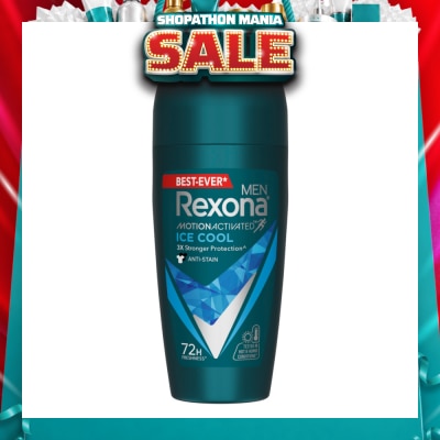 REXONA - Men Motion Activated Ice Cool Antiperspirant Deodorant Roll On (Anti Stain & A Cooling Mint Scent) 45ml