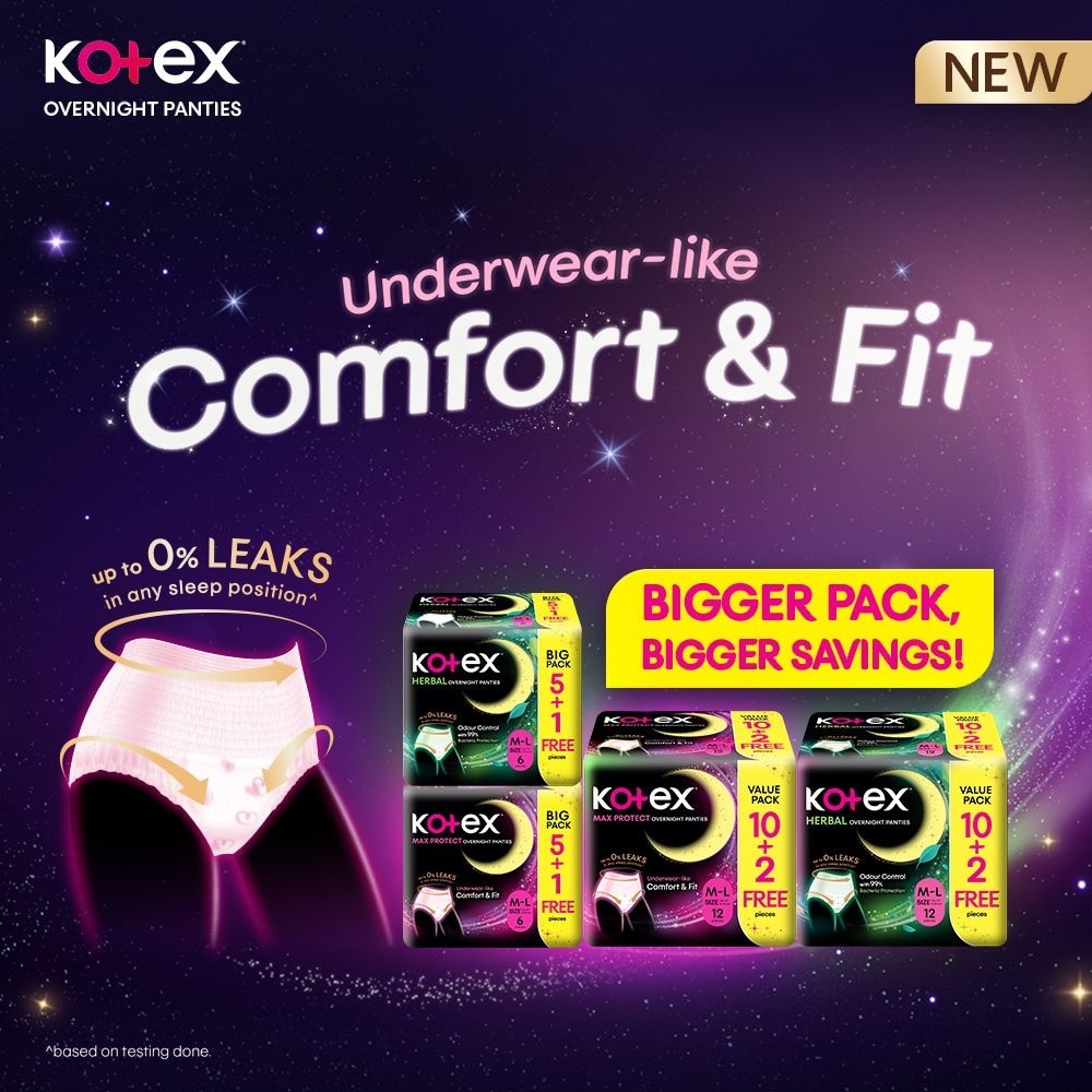 Herbal Overnight Panties Size M-L 6s (5s + Free 1s)