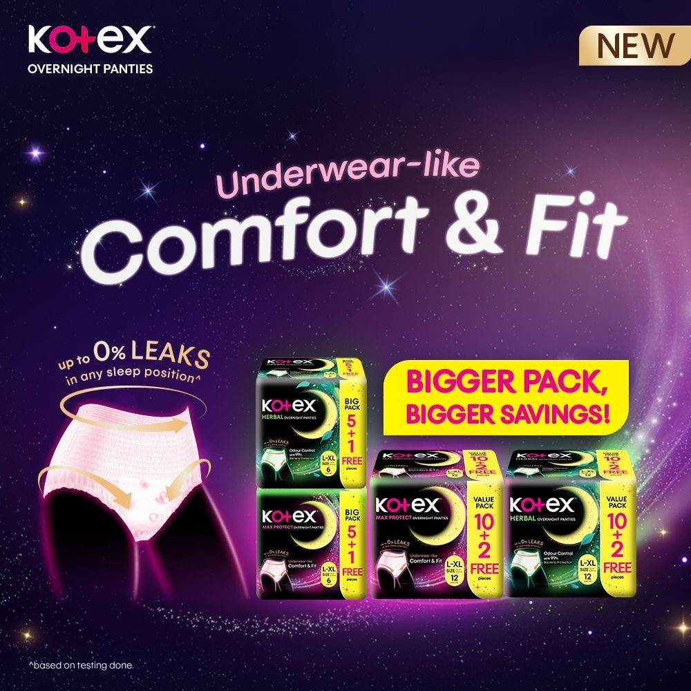 Herbal Overnight Panties Size L-XL 6s (5s + Free 1s)