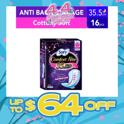 SOFY - Comfort Nite Cottony Soft Motion Fit Anti-Back Leakage Sanitary Pad Night Wing 35.5cm (For Heavy Flow) 16s