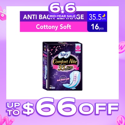SOFY - Comfort Nite Cottony Soft Motion Fit Anti-Back Leakage Sanitary Pad Night Wing 35.5cm  (For Heavy Flow) 16s