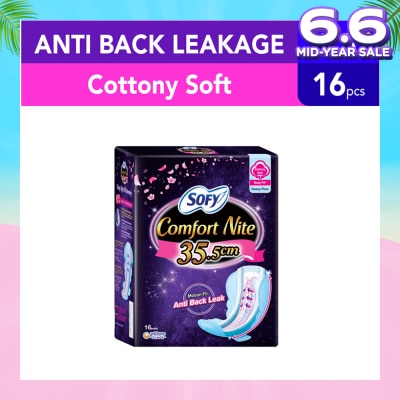 SOFY Comfort Nite Cottony Soft Motion Fit Anti-Back Leakage Sanitary Pad Night Wing 35.5cm  (For Heavy Flow) 16s