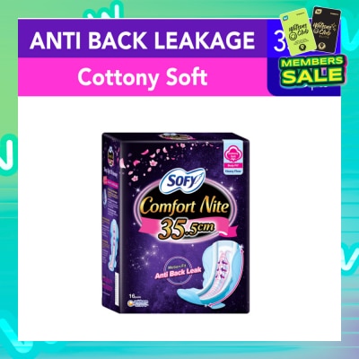 SOFY Comfort Nite Cottony Soft Motion Fit Anti-Back Leakage Sanitary Pad Night Wing 35.5cm  (For Heavy Flow) 16s