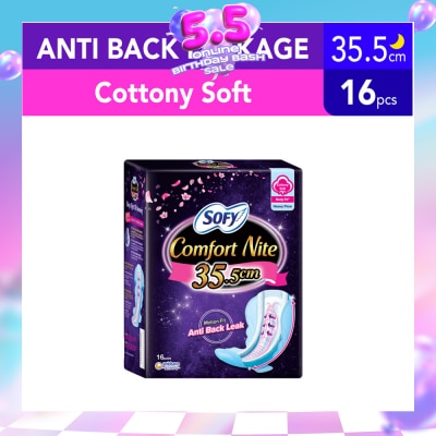 SOFY - Comfort Nite Cottony Soft Motion Fit Anti-Back Leakage Sanitary Pad Night Wing 35.5cm  (For Heavy Flow) 16s