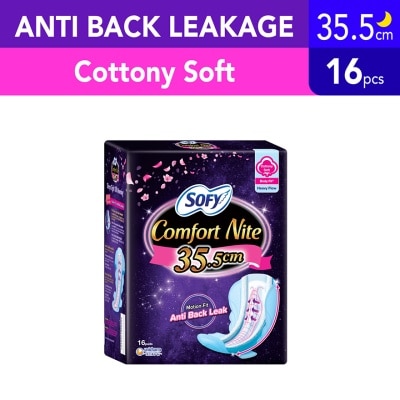 SOFY Comfort Nite Cottony Soft Motion Fit Anti-Back Leakage Sanitary Pad Night Wing 35.5cm  (For Heavy Flow) 16s