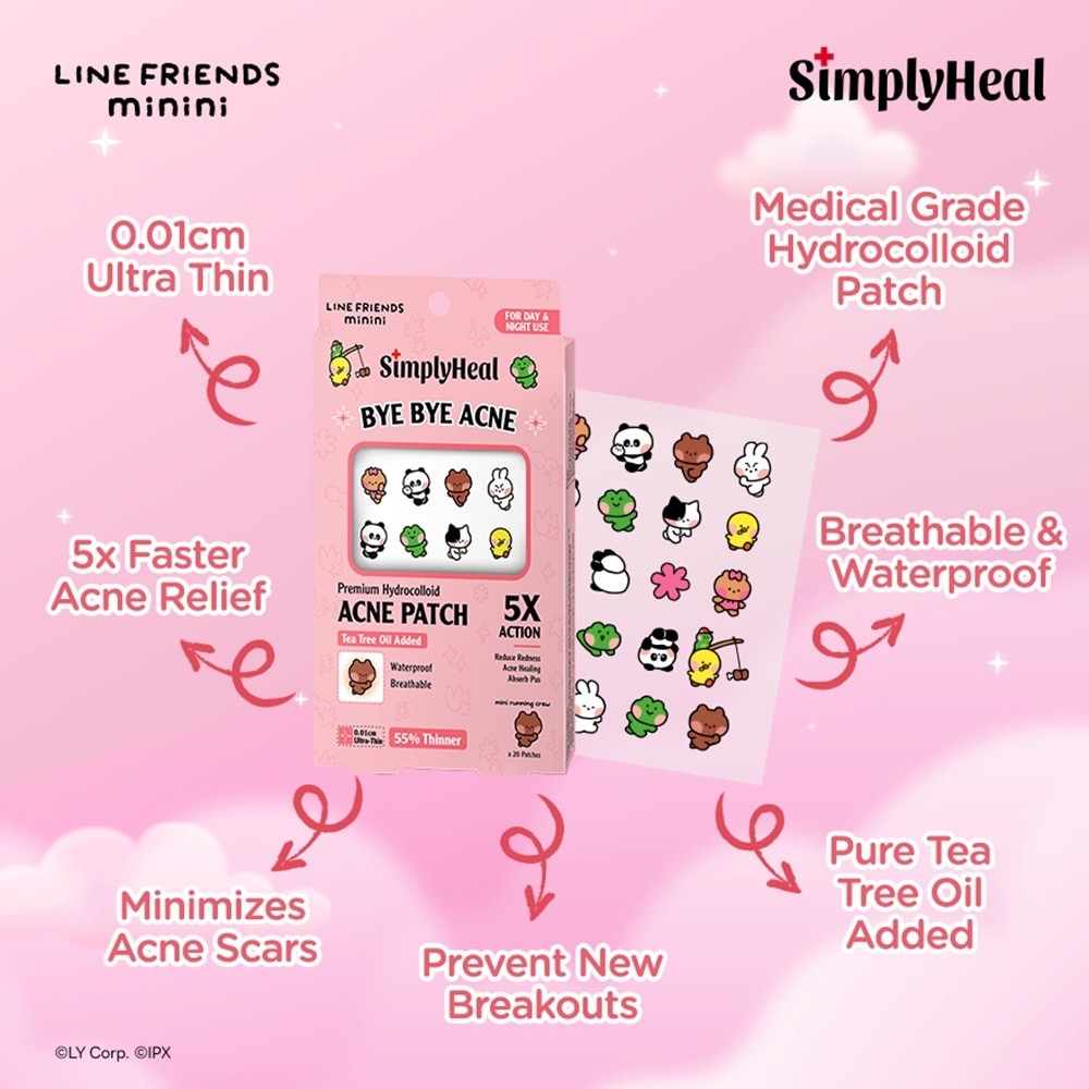 Line Friends Minini Mini Running Crew Day & Night Premium Hydrocolloid Acne Patch 20s