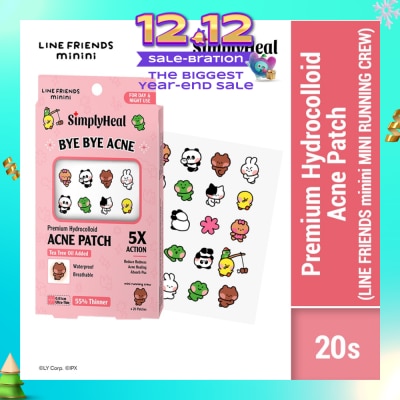 SIMPLYHEAL Line Friends Minini Mini Running Crew Day & Night Premium Hydrocolloid Acne Patch 20s