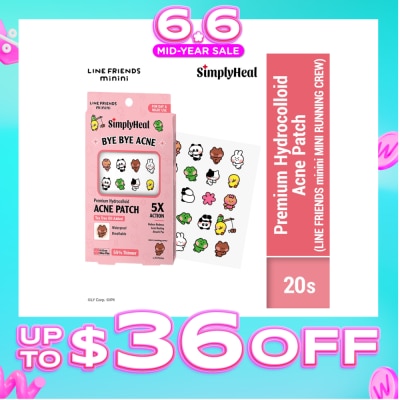 SIMPLYHEAL - Line Friends Minini Mini Running Crew Day & Night Premium Hydrocolloid Acne Patch 20s