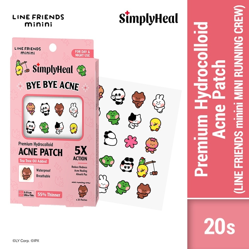 Line Friends Minini Mini Running Crew Day & Night Premium Hydrocolloid Acne Patch 20s