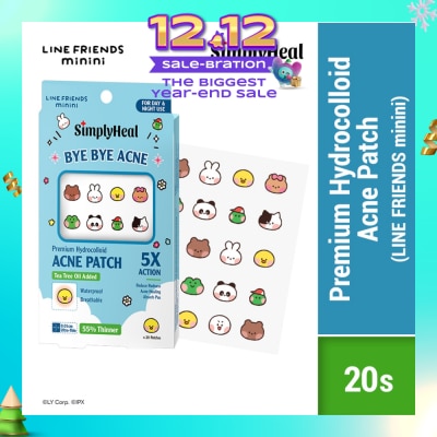 SIMPLYHEAL Line Friends Minini Day & Night Premium Hydrocolloid Acne Patch 20s