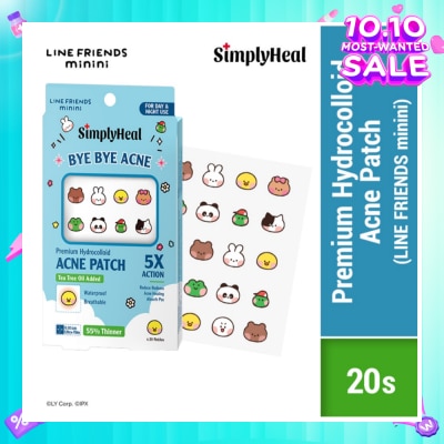 SIMPLYHEAL Line Friends Minini Day & Night Premium Hydrocolloid Acne Patch 20s