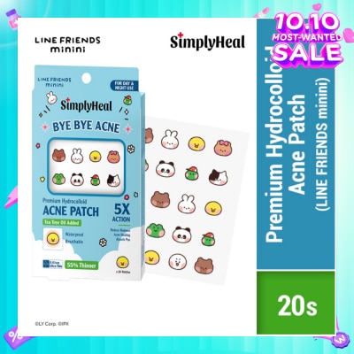 SIMPLYHEAL Line Friends Minini Day & Night Premium Hydrocolloid Acne Patch 20s