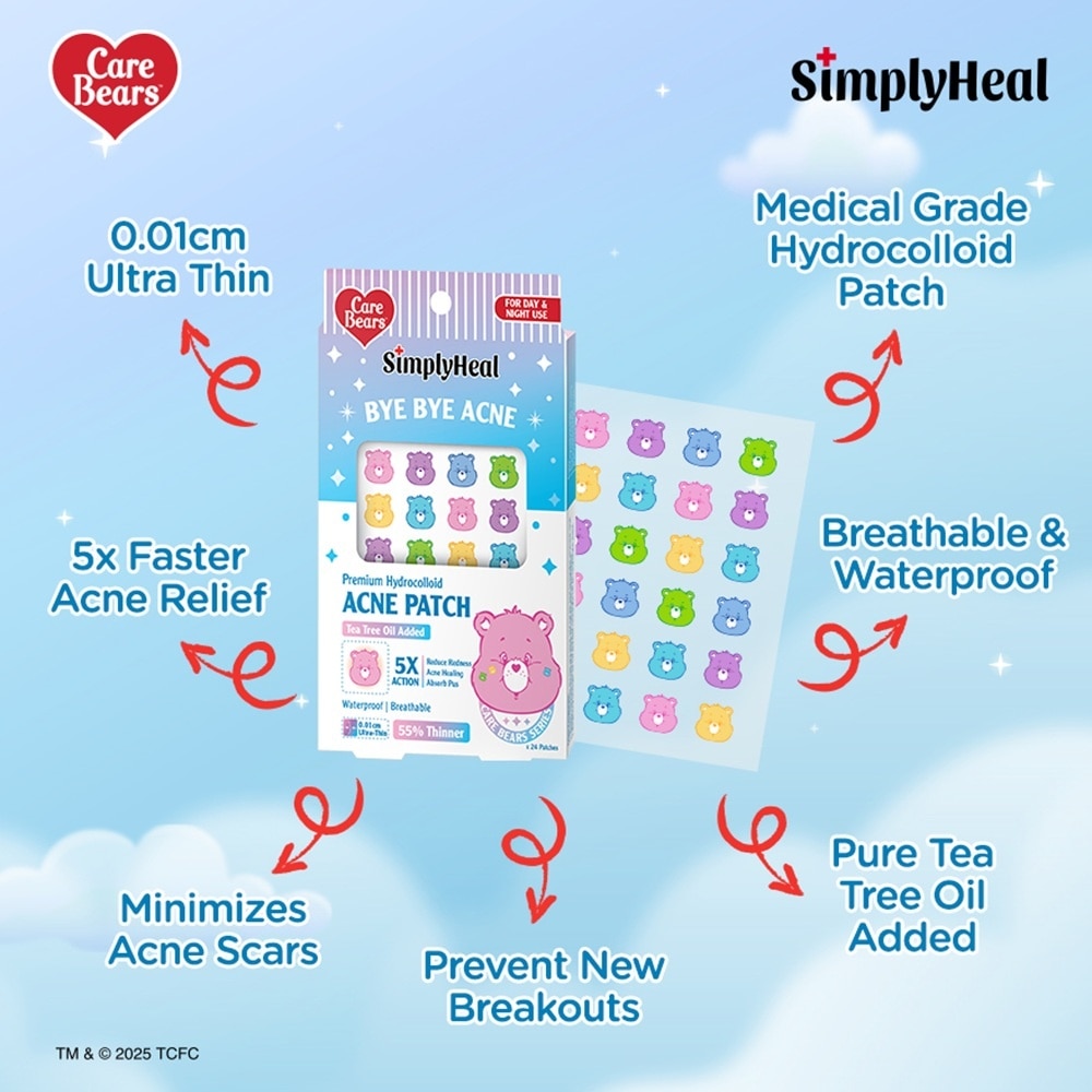 Care Bears Puffi Wish Day & Night Premium Hydrocolloid Acne Patch 24s