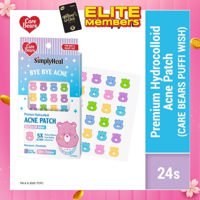 SIMPLYHEAL Care Bears Puffi Wish Day & Night Premium Hydrocolloid Acne Patch 24s