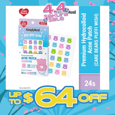 SIMPLYHEAL - Care Bears Puffi Wish Day & Night Premium Hydrocolloid Acne Patch 24s
