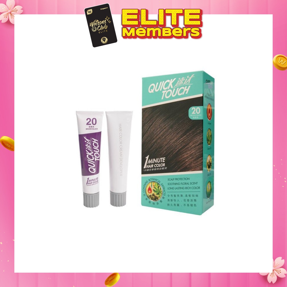 QUICK TOUCH 1 Minute Hair Colour 20 Brown Black 40g + 40g
