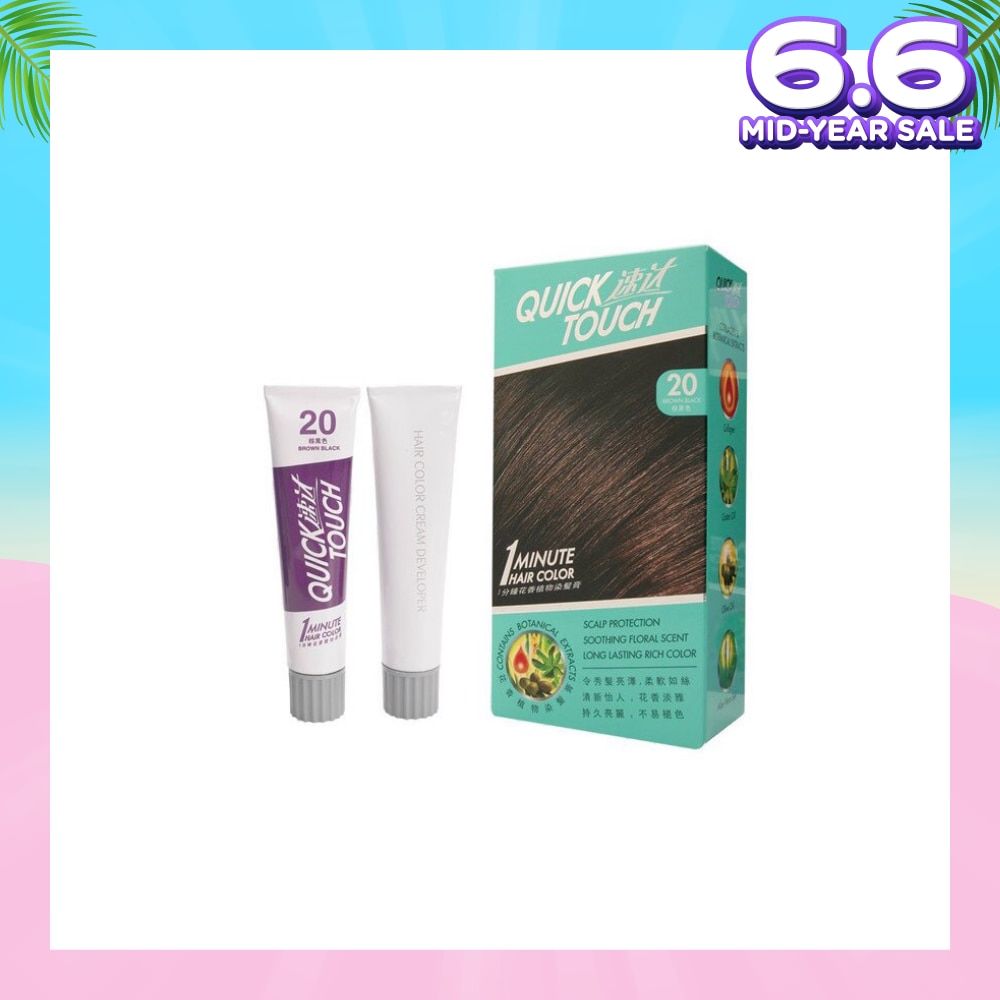 QUICK TOUCH 1 Minute Hair Colour 20 Brown Black 40g + 40g