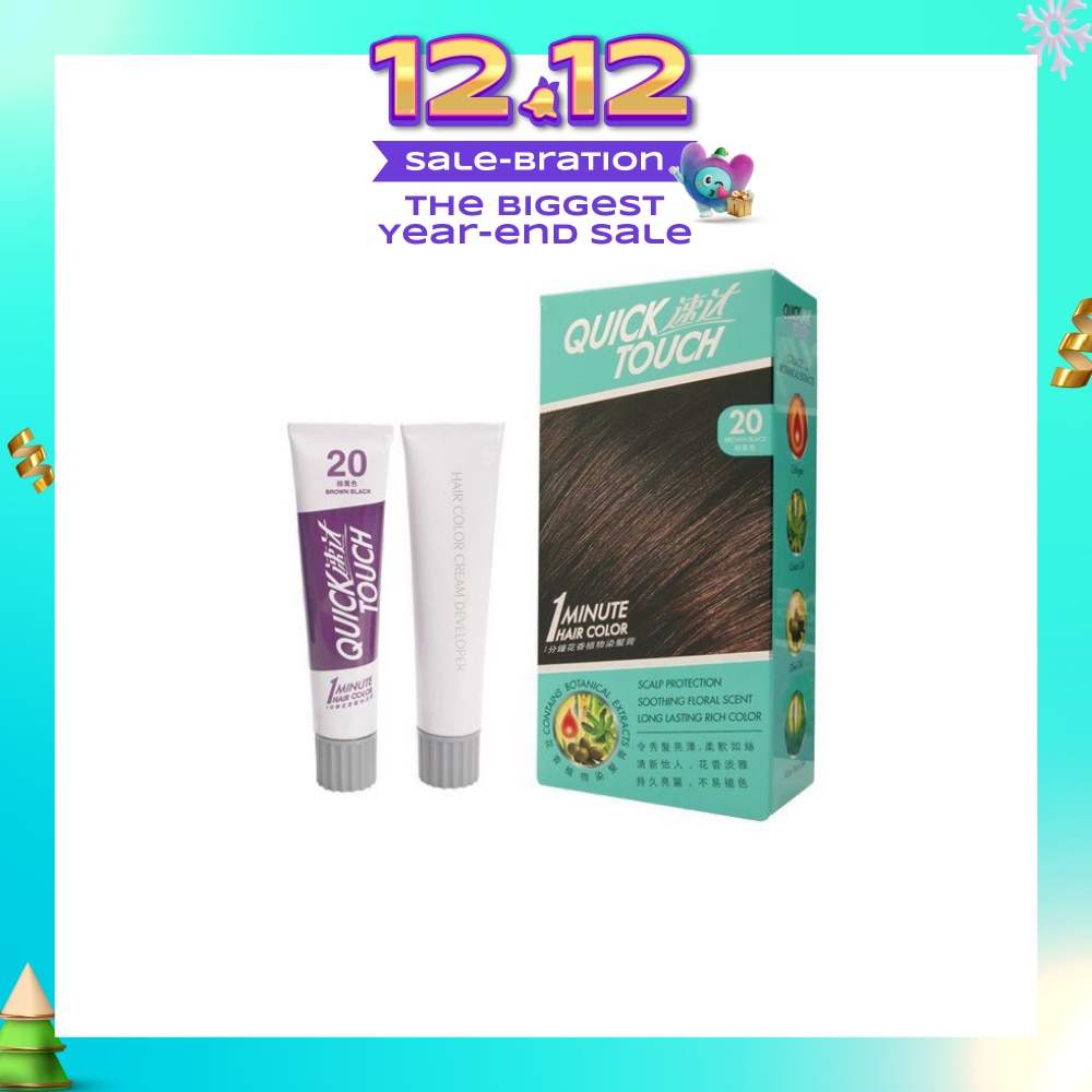 QUICK TOUCH 1 Minute Hair Colour 20 Brown Black 40g + 40g