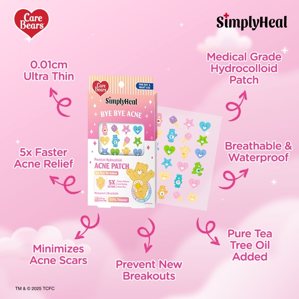 Care Bears Shiny Hug Day & Night Premium Hydrocolloid Acne Patch 24s