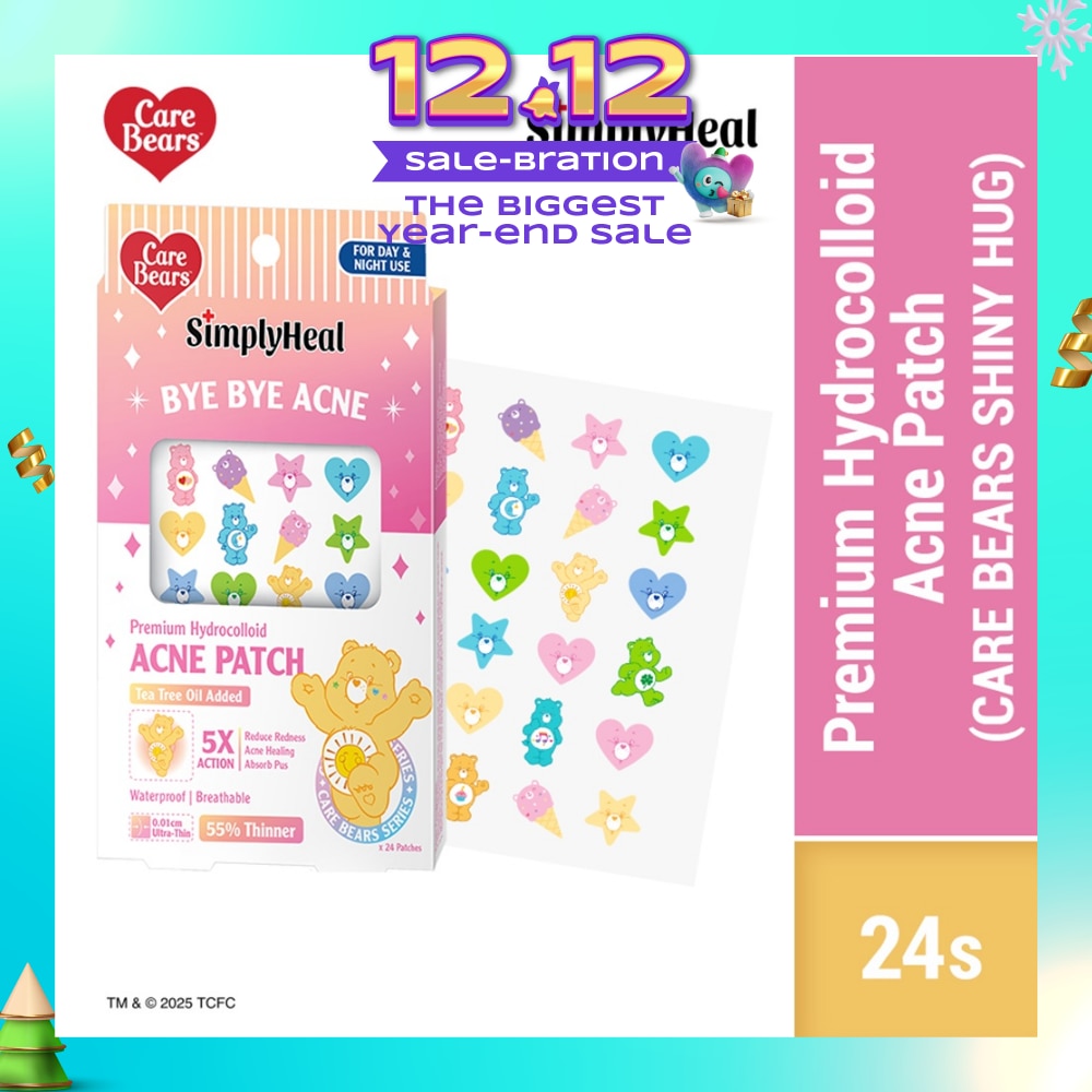 SIMPLYHEAL Care Bears Shiny Hug Day & Night Premium Hydrocolloid Acne Patch 24s
