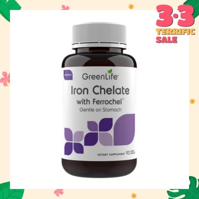 GREENLIFE Iron Chelate with FerrochelTM Dietary Supplement Capsule (Gentle on Stomach) 90s