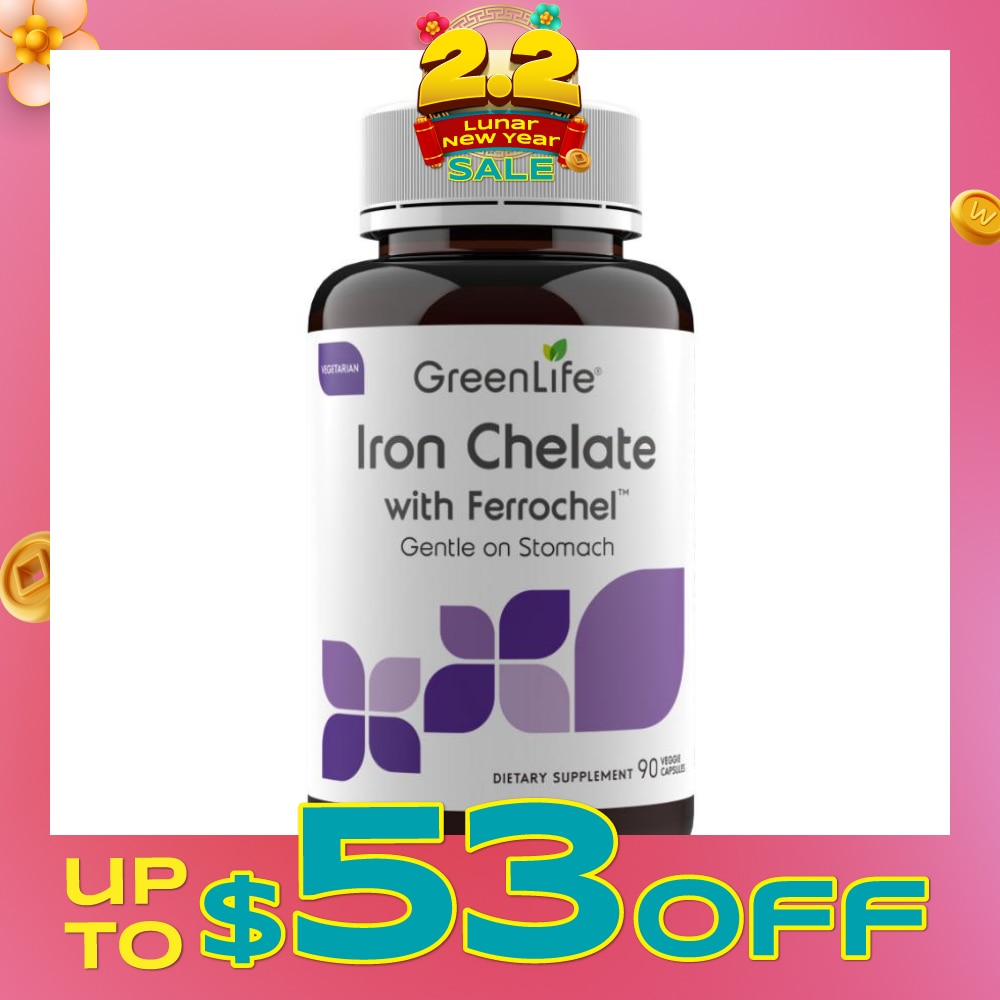 Iron Chelate with FerrochelTM Dietary Supplement Capsule (Gentle on Stomach) 90s