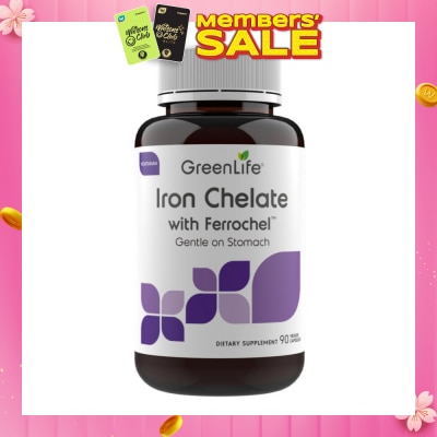 GREENLIFE Iron Chelate with FerrochelTM Dietary Supplement Capsule (Gentle on Stomach) 90s