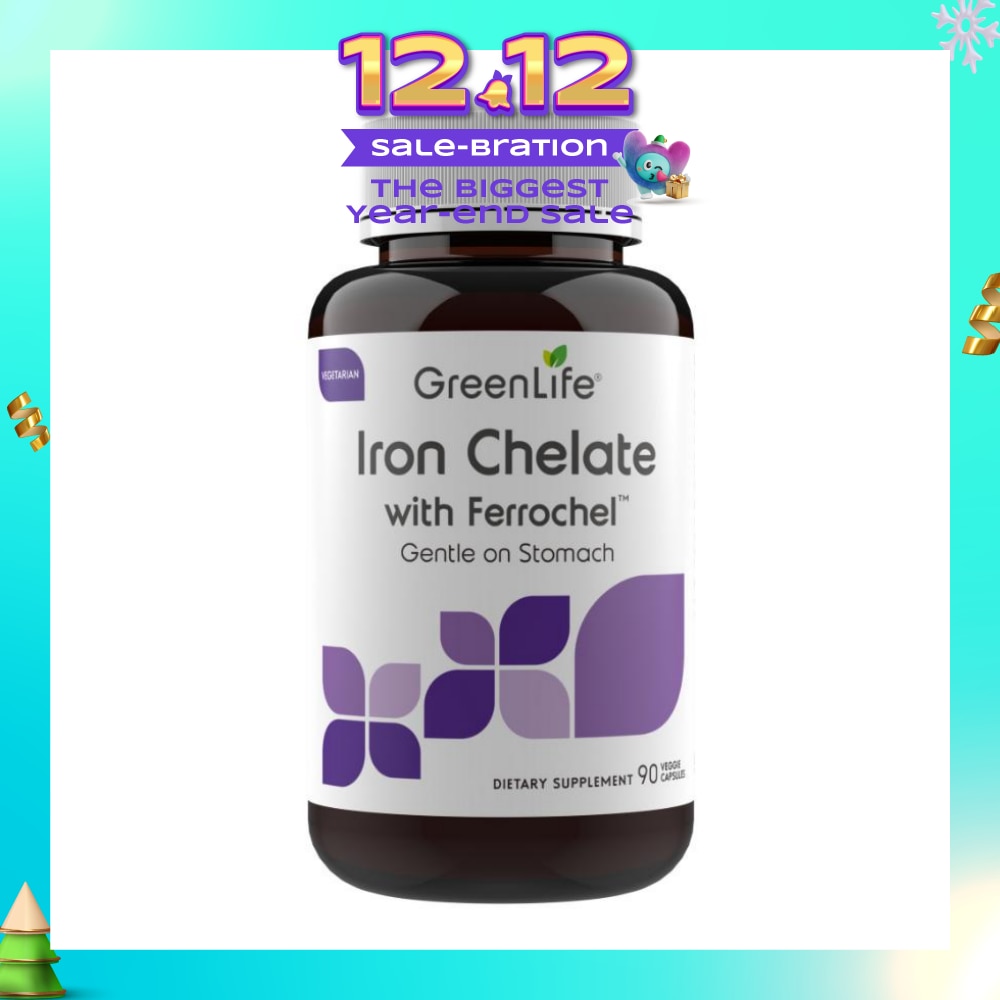 Iron Chelate with FerrochelTM Dietary Supplement Capsule (Gentle on Stomach) 90s