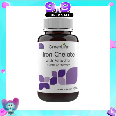 GREENLIFE - Iron Chelate with FerrochelTM Dietary Supplement Capsule (Gentle on Stomach) 90s image