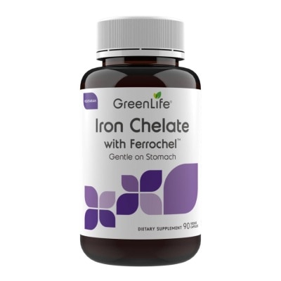 GREENLIFE Iron Chelate with FerrochelTM Dietary Supplement Capsule (Gentle on Stomach) 90s