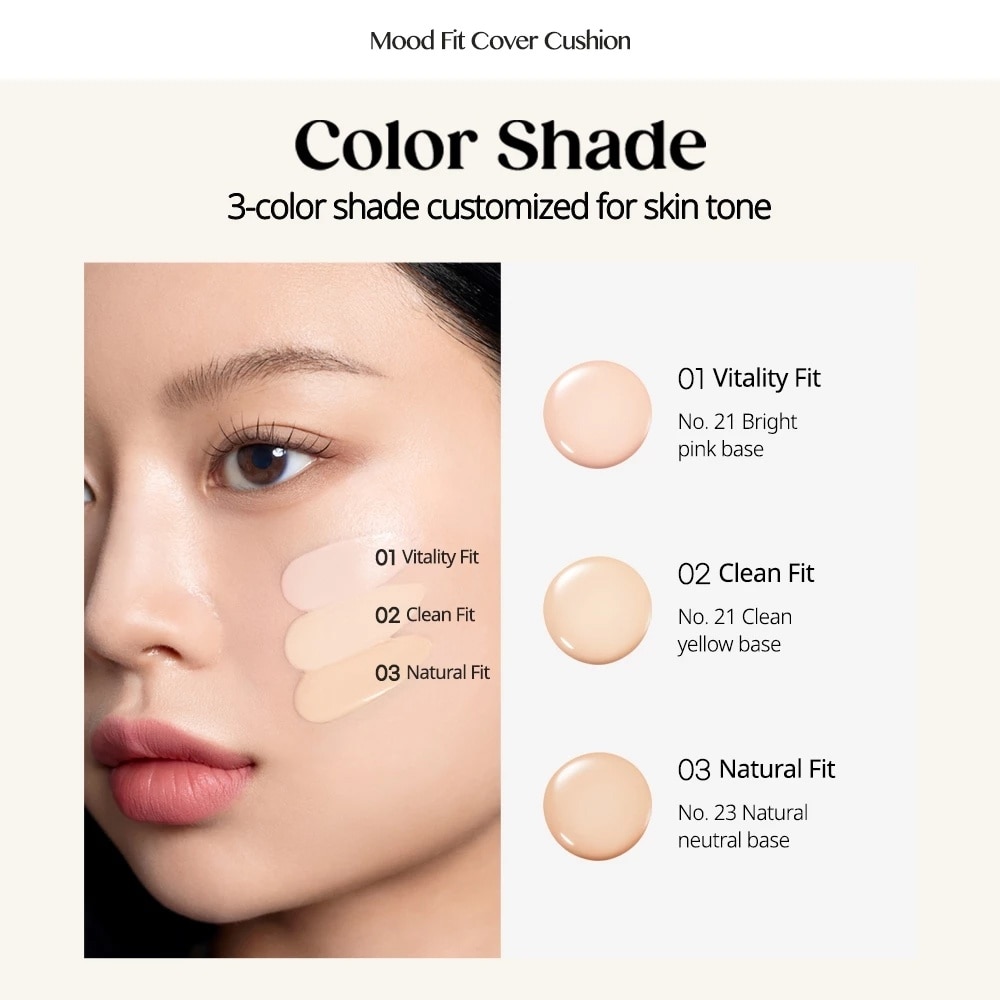 Mood Fit Cover Cushion SPF 50+ PA++++ 02 Ivory Fit (21 Yellow Base) 13g