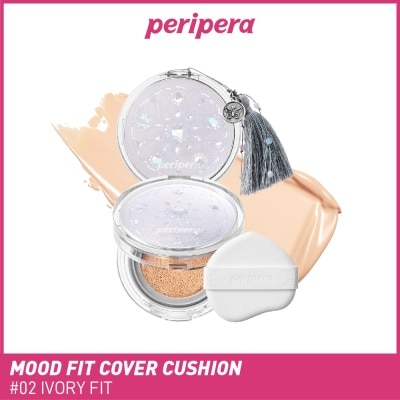 PERIPERA Mood Fit Cover Cushion SPF 50+ PA++++ 02 Ivory Fit (21 Yellow Base) 13g