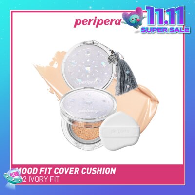 PERIPERA Mood Fit Cover Cushion SPF 50+ PA++++ 02 Ivory Fit (21 Yellow Base) 13g
