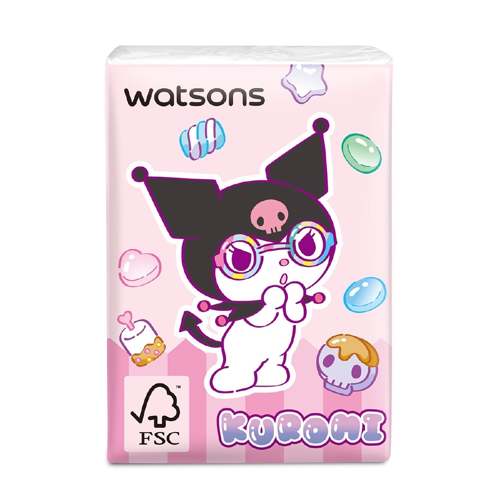 Sanrio Kuromi Velvety Mini Hankies 3 Ply x 10s x 10 Packs