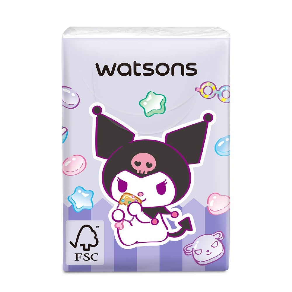 Sanrio Kuromi Velvety Mini Hankies 3 Ply x 10s x 10 Packs