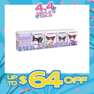 WATSONS - Sanrio Kuromi Velvety Mini Hankies 3 Ply x 10s x 10 Packs
